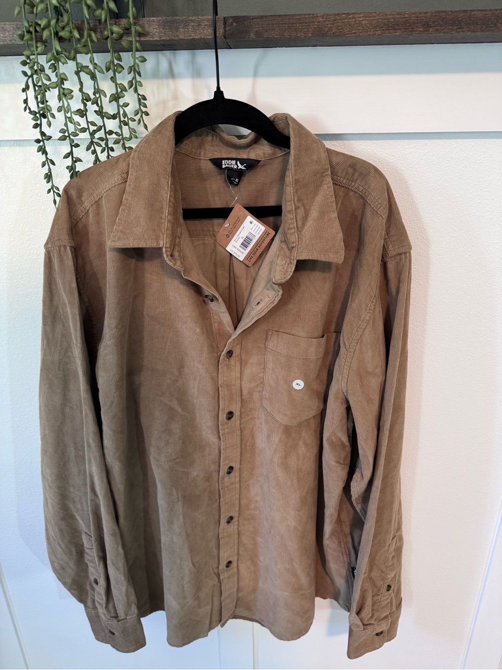 Eddie Bauer Tan Corduroy Button-Up Shirt